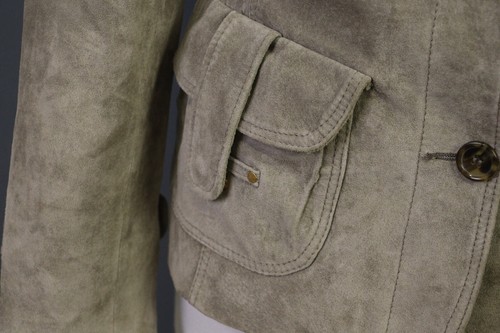 WEEKEND MAX MARA PRENDA Brown Suede Leather Pocket Button Jacket Size 8 - Picture 6 of 24