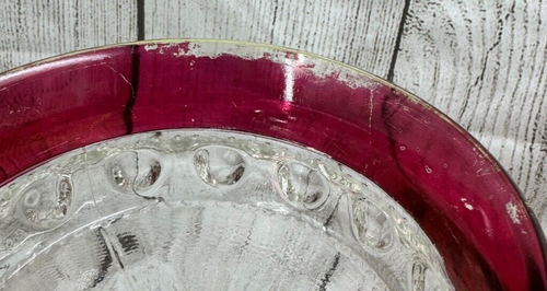 Vintage Glass Kings Crown Ruby Red Thumbprint Compote Candy Dish = - Picture 3 of 7