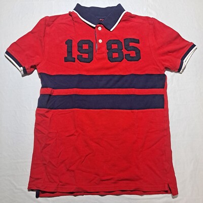 Tommy Hilfiger Polo Shirt Youth Size XL Red Navy White Logo Cotton