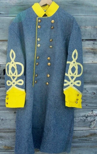 civil war confederate officers double breasted wool frock coat 4 row braids  48