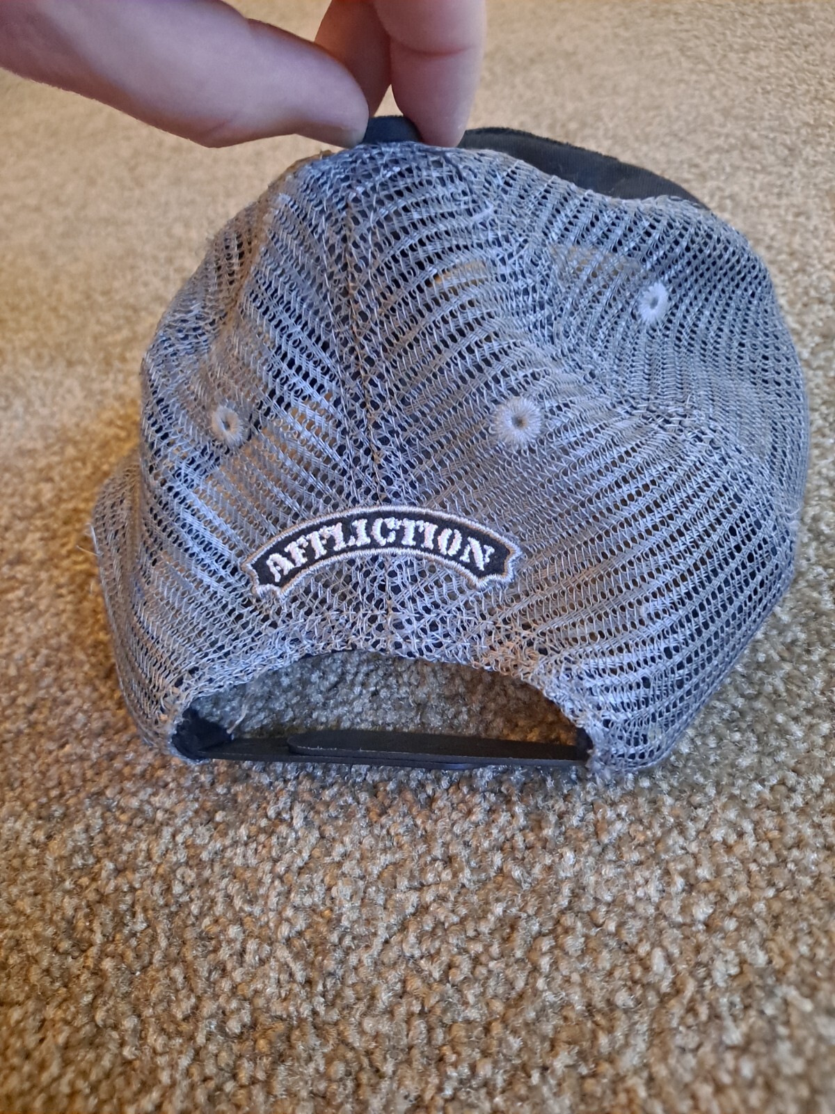 Affliction Hat Flag Patch Mesh Snapback Black Gray - image 4