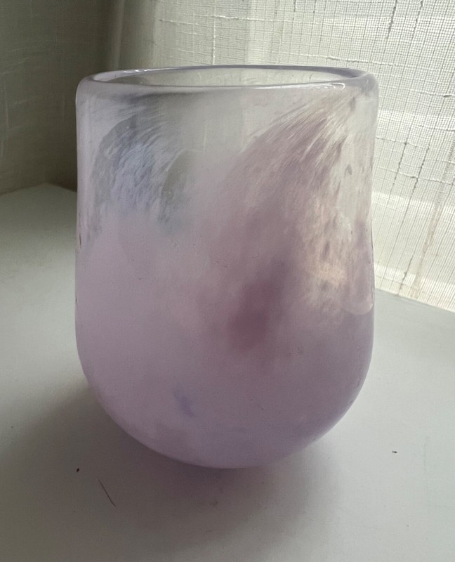 Lavender Swirl Hand Blown Art Glass Mini Vase Tumbler SIGNED/DATED Mint!
