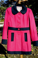 Tulle Anthropologies Small Pea Coat Magenta Pink Navy Blue Wool Blend