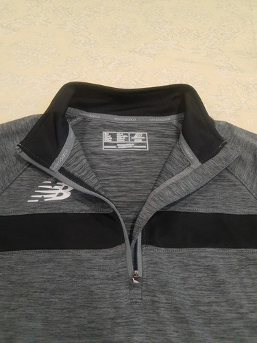 NEW BALANCE SHIRT Womens S Athletic Pullover Grey Zip Neck Thumb Holes NWT - Picture 4 of 8
