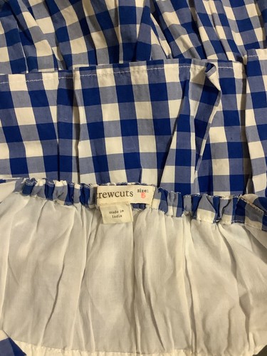 Crewcuts jcrew tiered ruffle gingham blue and white dress size 5 - Picture 5 of 5