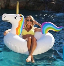 GoFloats Unicorn Pool Float Party Tube - Inflatable Rafts, Adults & Kids | New