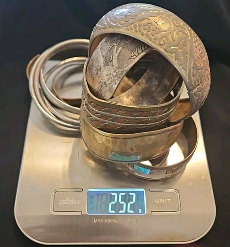 Lot of Cuff & Bangle Bracelets Mixed Metals/Materials - Picture 8 of 8
