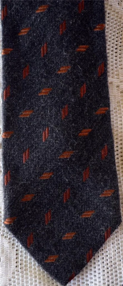¡Raro! Corbata Ermenegildo Zegna Italia 60 % seda/40 % cachemir carbón/naranja - 61 pulgadas Foto 3 de 4