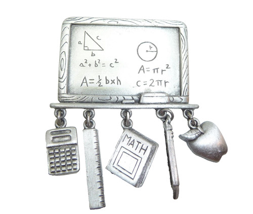 Vintage JJ  Math Teacher   Pewter  Brooch Pin