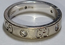 Solid 18k white gold gucci diamond eternity 4...