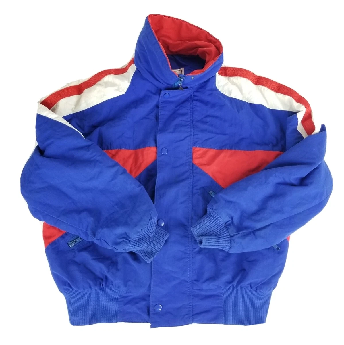 Red and shop blue ski jacket