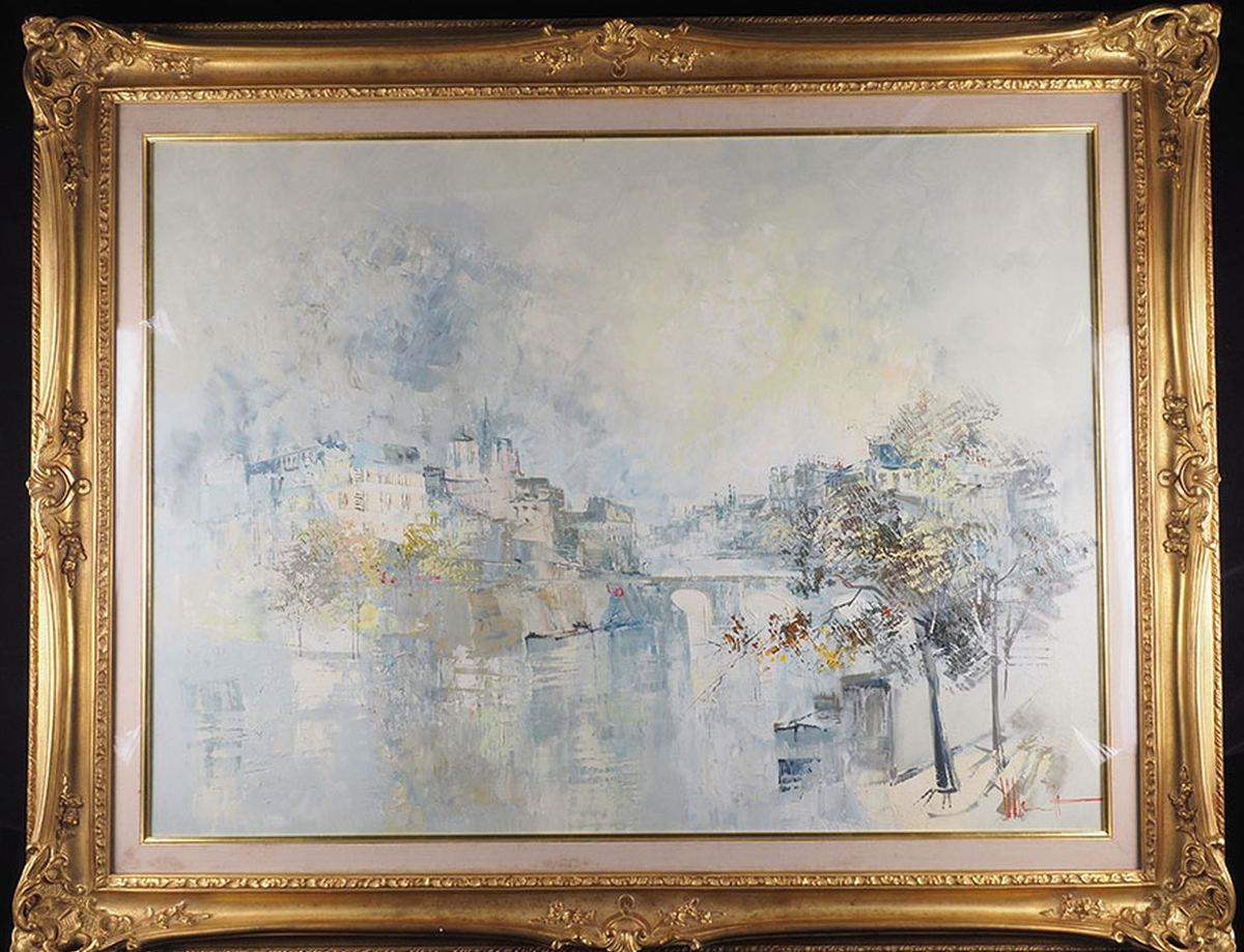 ヴィンテージ　フランス　油絵 Jean Poulet (French) - Paris 1984 Original Painting Oil on