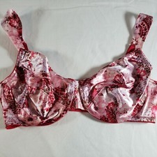 Victoria's Secret Second Skin Satin Unlined Bra 38C Red Pink Floral