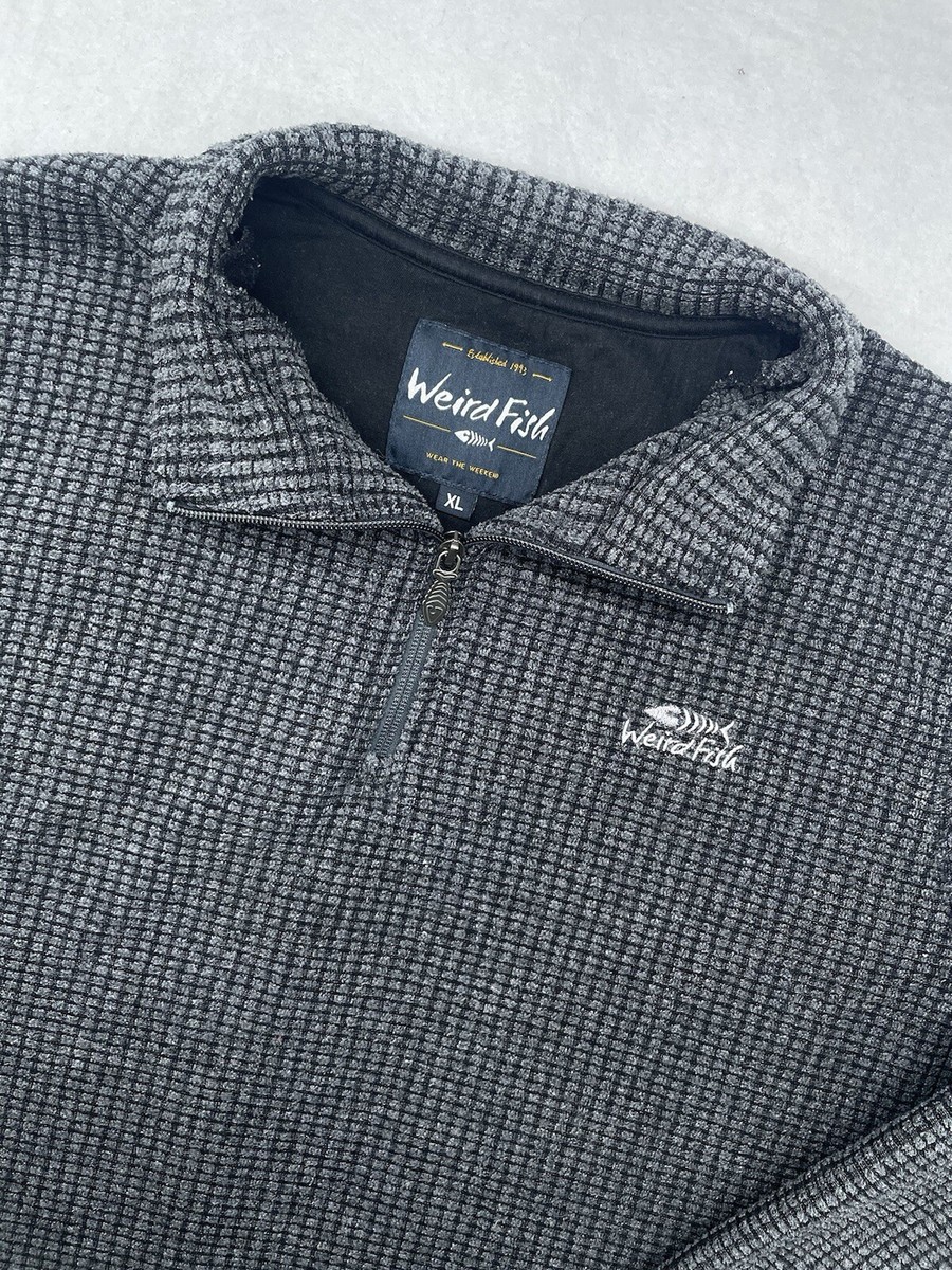 Weird Fish 1/4 Zip Waffle Grid Jumper Grey Sweater Fleece VGC Men’s XL