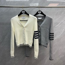 Thom Browne Autumn New Wool Four Bars Striped Casual Fashion Knitted Cardigan