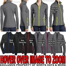 Ladies Stretch Full Zip Jacket Wicking Contrast Yoga Run Women XS-XL 2XL 3XL 4XL