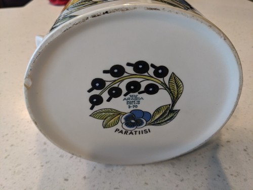 Vintage ARABIA FINLAND 8" Paratiisi Pansies Fruit Covered Casserole No Lid! - Picture 6 of 7