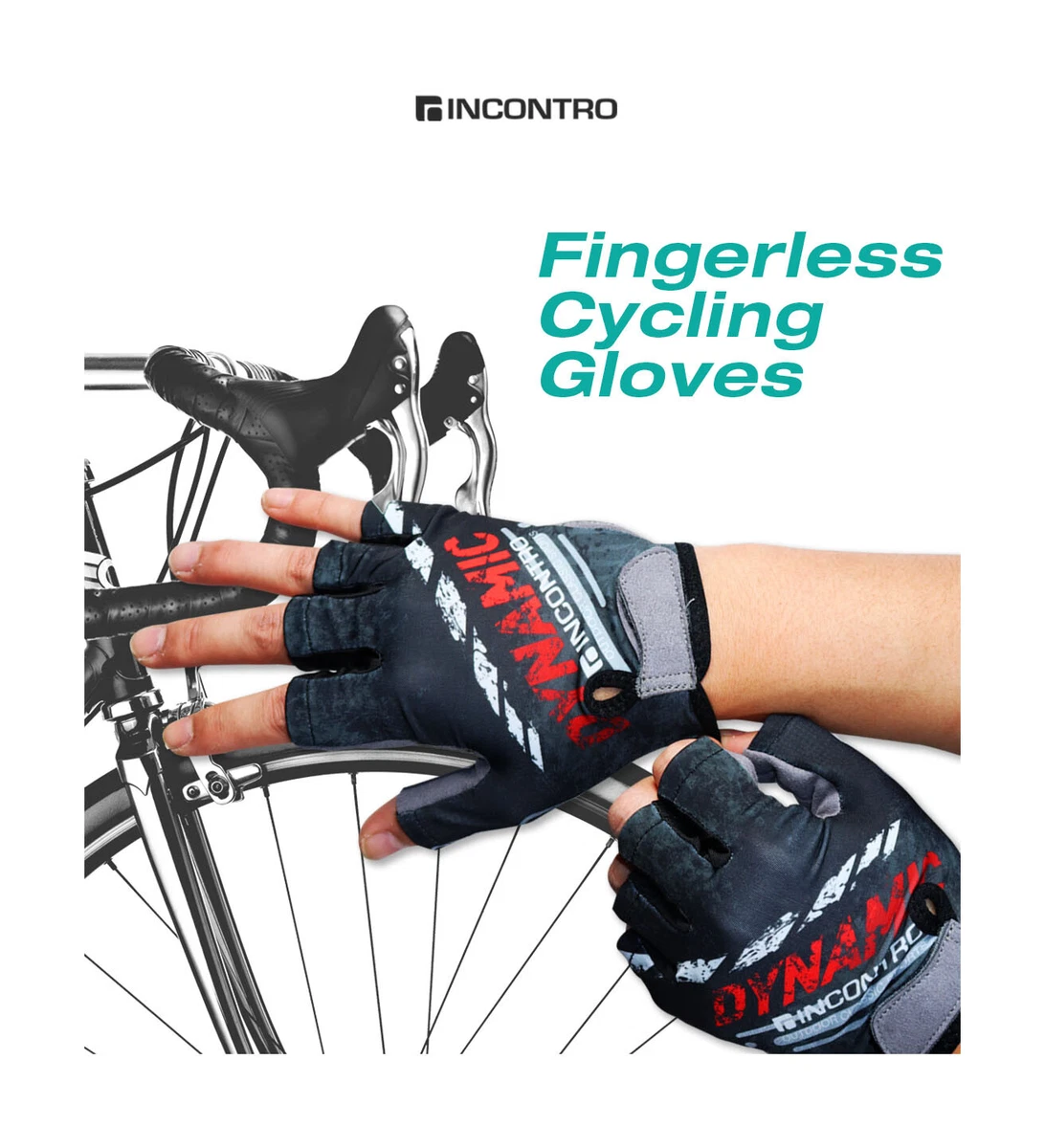 INCONTRO Lightweight Breathable Fingerless Bike Cycling Half