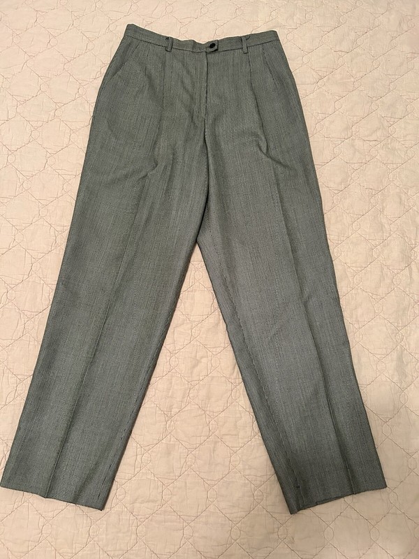 Evan Picone Dress Pants Women Vintage Barrel Leg Hounds Tooth Wool Blend Sz 12