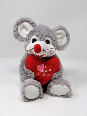 Inware 6933 - Kuscheltier Maus mit Herz, 18 cm, Schmusetier 