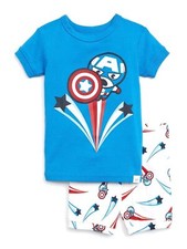 Captain America Superhero Short-Sleeved Pajama Shorts Set, Size 4