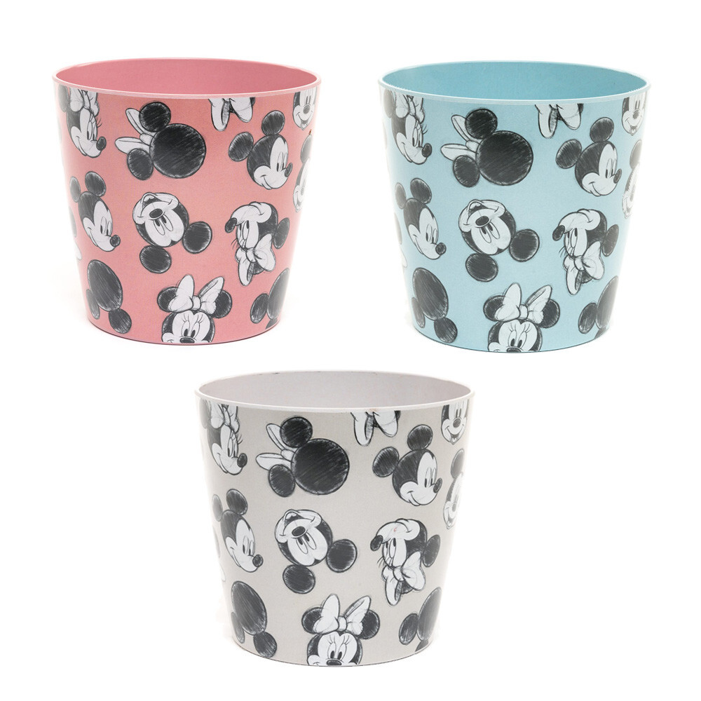 Disney Mickey Minnie Mouse Bamboo Plant Pots Set Of 3 Organic Eco Friendly
