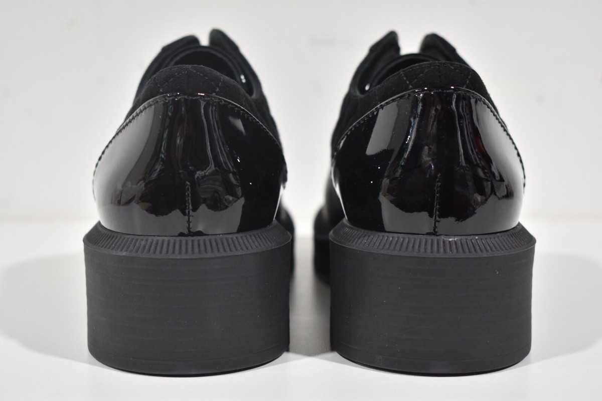 Chanel 21B Black Suede Leather CC Logo Platform Lace Up Creeper