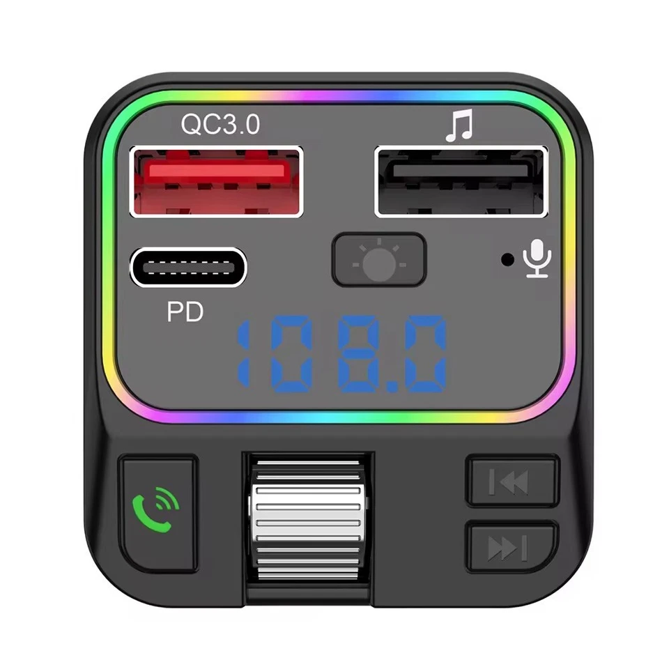 Bluetooth 5.3 FM Transmitter Auto USB C Adapter MP3 Radio Modulator Kfz Set - Bild 2 von 4