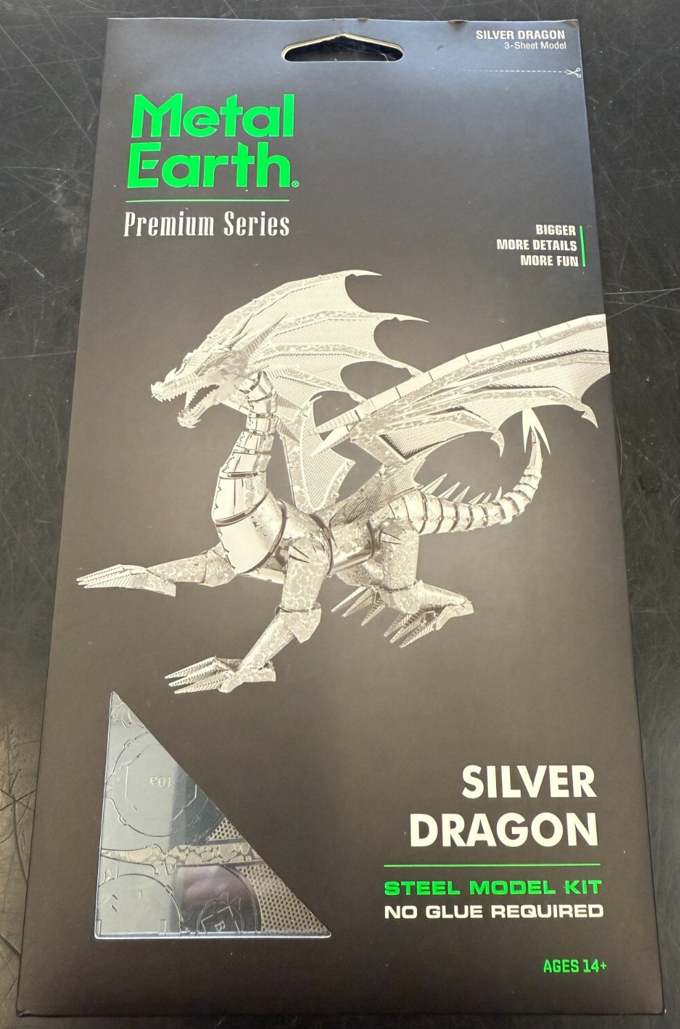 Metal Earth Premium Series 3D Steel Model Kit, Silver Dragon