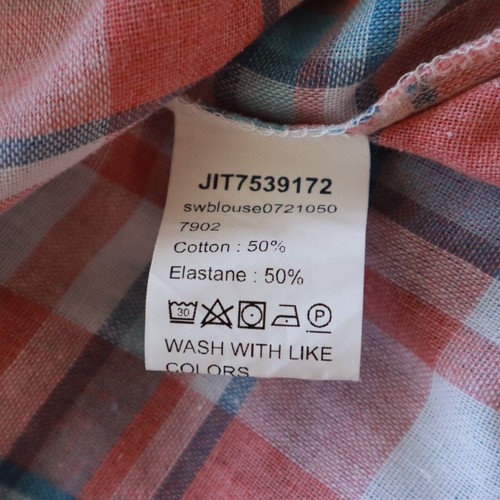 Shein Shirt Top Womens Large Casual Stretch Button Up Pink Plaid Long Sleeve - 第 8/9 張圖片