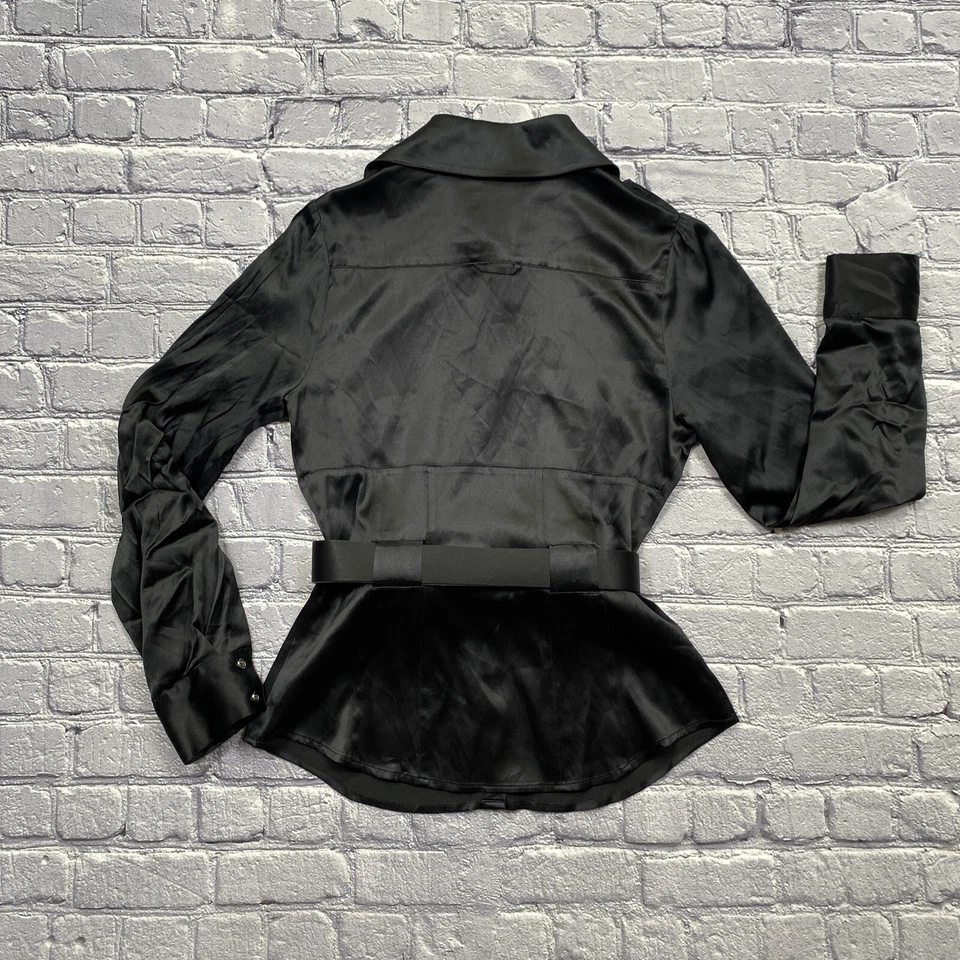 Blusa Bebe de seda con botones para mujer M negra con cinturón manga enrollable gótica bruja Foto 2 de 4