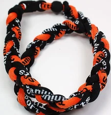 LARGE 24" 3 Rope Titanium Sport Necklace Orange Black Tornado Baseball Bengals
