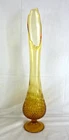 Vtg Mid Century Fenton Hobnail Swung Vase Golden Amber Color 23" H