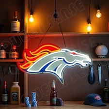 16"x9" Denver Broncos Logo LED Neon Sign With Dimmer USB Powered Light VL