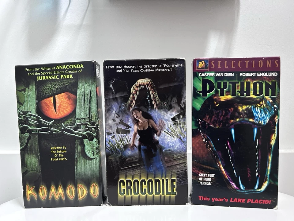 Creature Feature Triple Threat! Komodo / Crocodile / Python VHS Tape Lot HTF OOP - Image 2 of 4