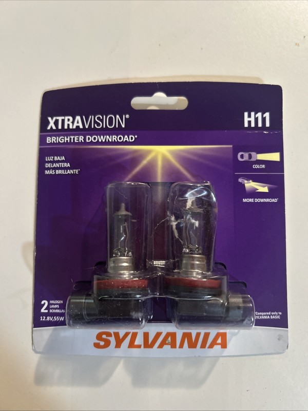 Sylvania XtraVision H11 Halogen Headlight Bulbs Super Bright Pair Replacement