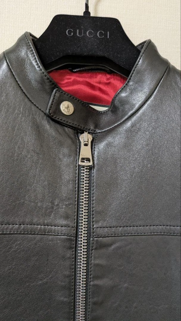 GUCCI taglia M giacca pilota singolo nero pelle di agnello 46