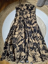 Gap Black & Tan Floral Removable Straps Maxi Linen Dress