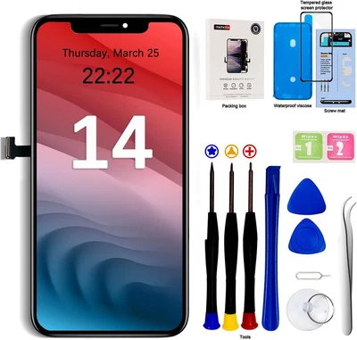 EFAITHFIX Ersatz Set Für iPhone 14 Display LCD Bildschirm VORMONTIERT 3D Touch HD Screen