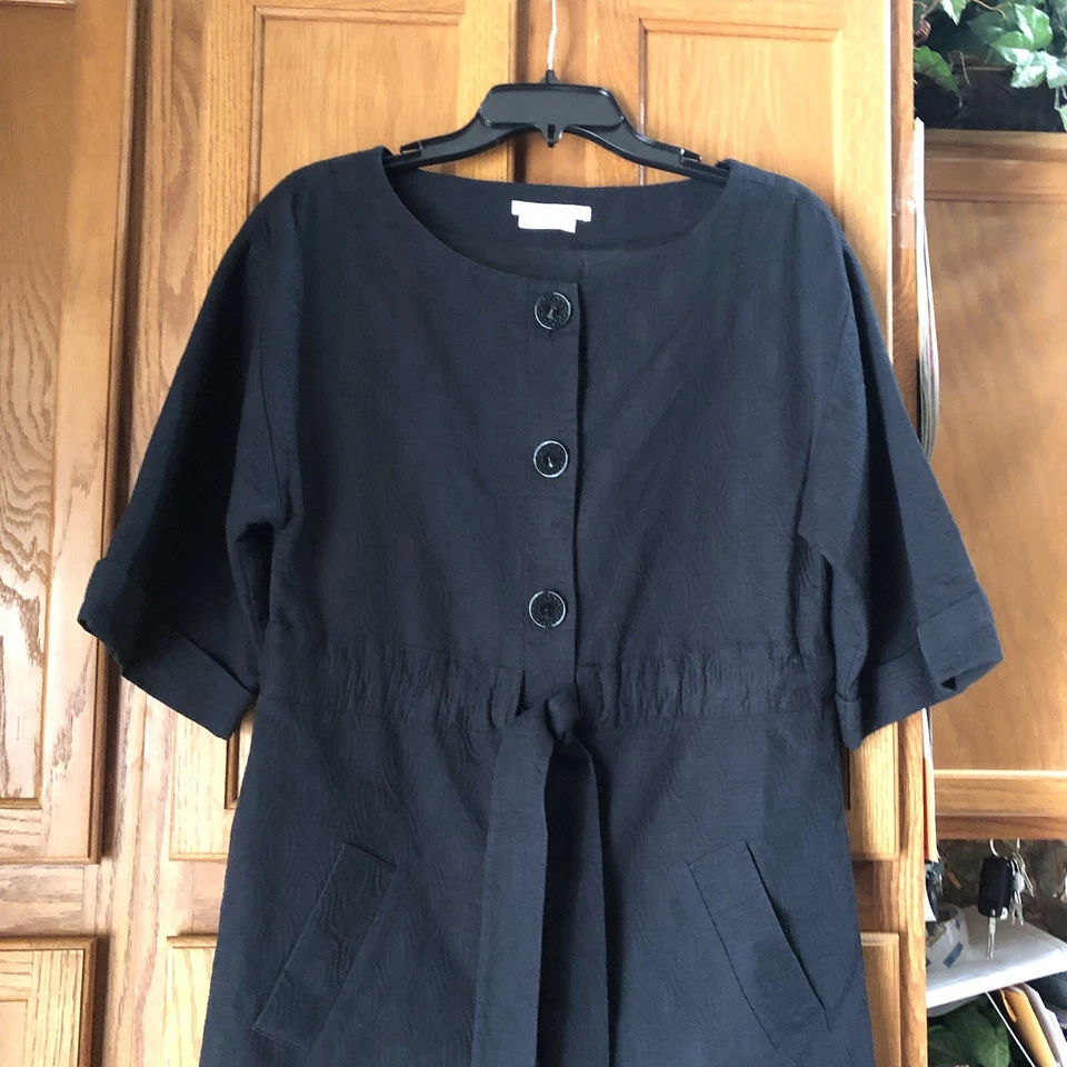 Vestido Vintage To The Max Para Mujer Mediano Textura Algodón Botón Frontal Cintura Corbata Foto 4 de 4