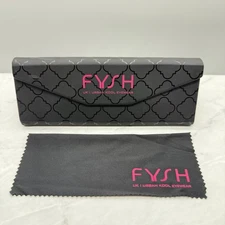 Fysh UK Urban Kool Eyewear Eyeglass Case Black Pink Magnetic Tri Fold w/ Cloth