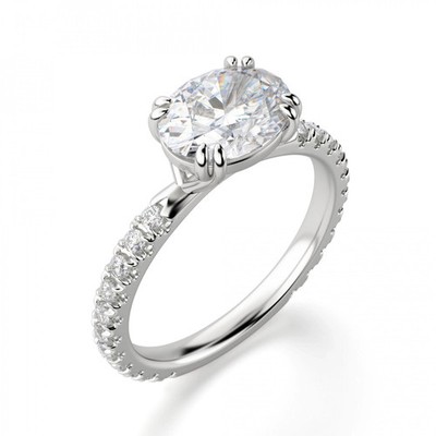 2.35 Ct Oval Cut Real Moissanite Engagement Ring 14K Solid White Gold Size ALL
