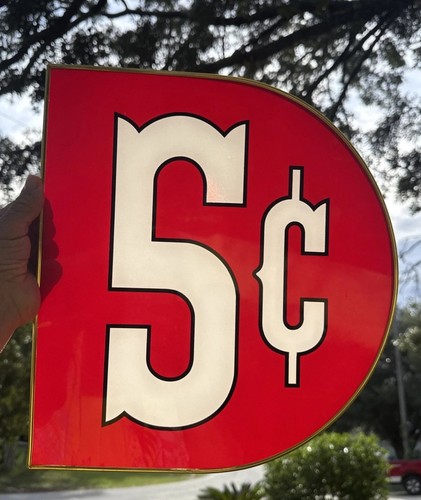 Vintage Casino 5 cent sign Translucent 13" Custom Game Room Man Cave Las Vegas