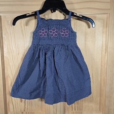 Vintage Gap Baby Girl 12 To 18 Months Blue Polka Dot Cotton Sundress Lined 
