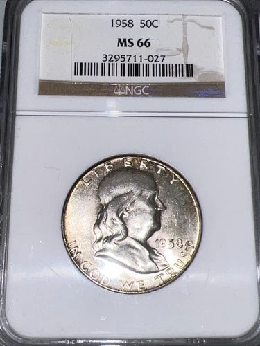 1958 Franklin Half Dollar - 50c NGC MS66 - Beautifully Toned!