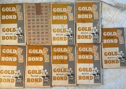 Vintage Lot of 9 GOLD BOND STAMP Books