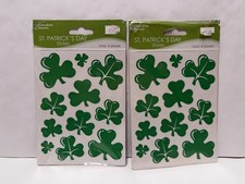 VINTAGE 1997 ST PATRICK  S DAY SHAMROCK STICKERS 2 PACKS / 8 SHEETS - SEALED