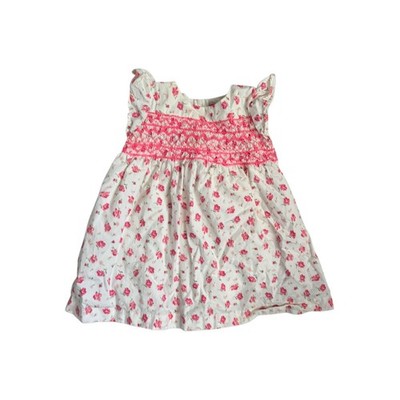 Ruby & Bloom Toddler Girls Pink White Floral Smocked Flutter Sleeve Dress  18 m