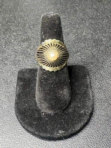 VINTAGE 925 Sterling Silver Cultured Vermeil Pearl Ring SZ 6.75