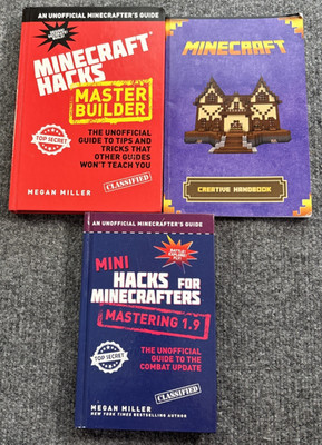 Minecraft Book Lot of 3 Mini Hacks Master Builder Creative Handbook Unofficial